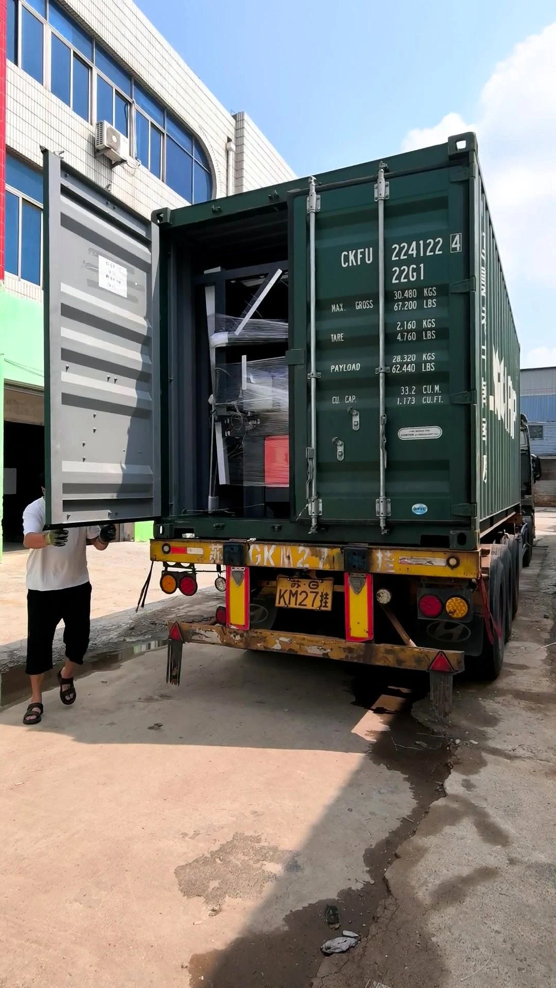 Production line loaded into a shipping container