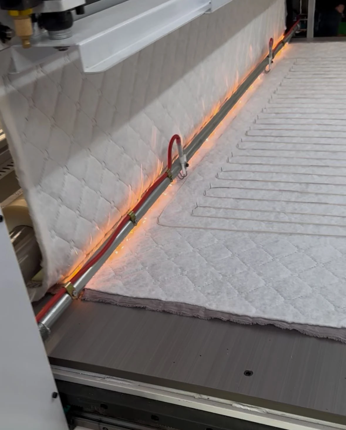 Close view of the flame lamination station