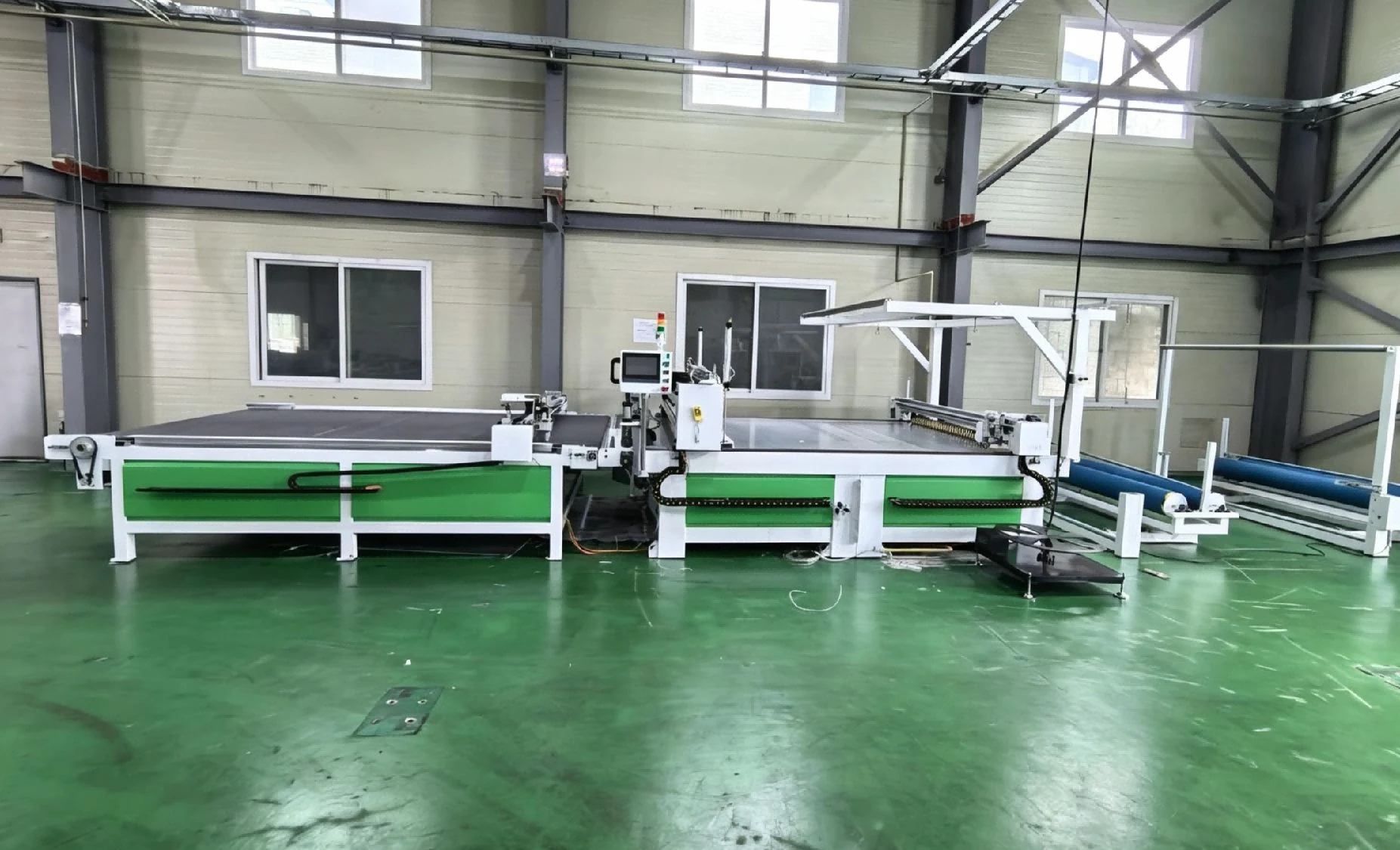 Completed machine staged in the workshop