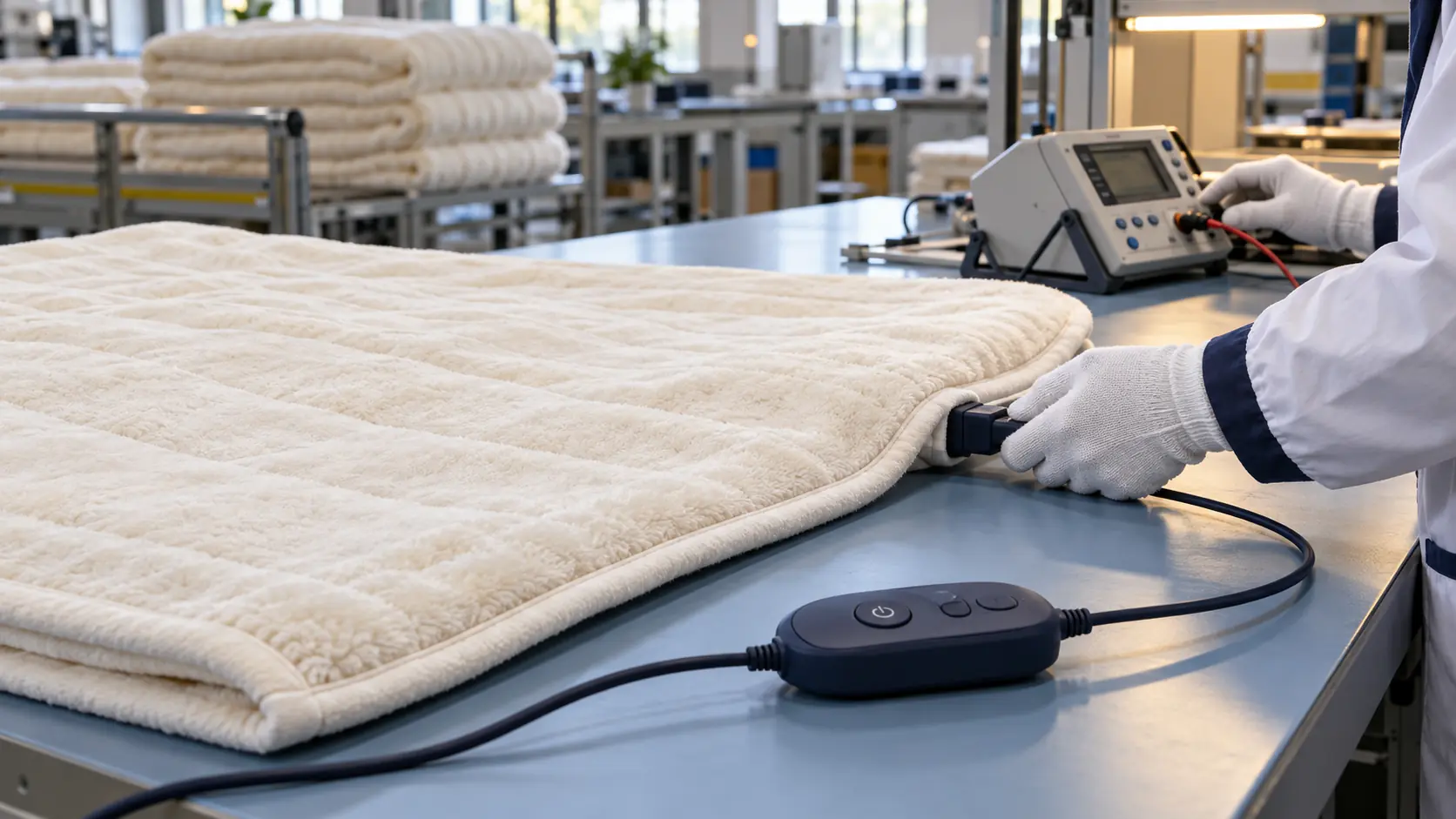 Illustrative control-switch connection and final inspection of a finished blanket